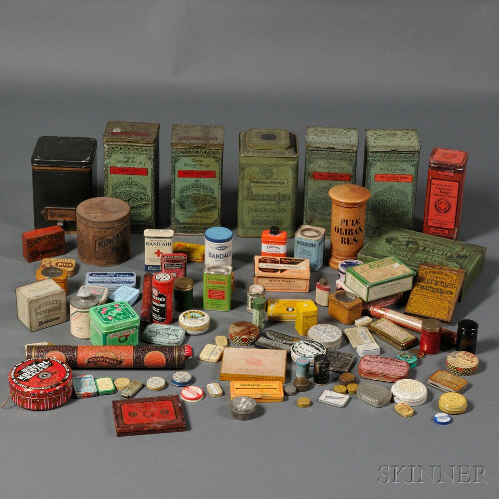 Appraisal: Collection of Medical Related Tins th and th century Estimate