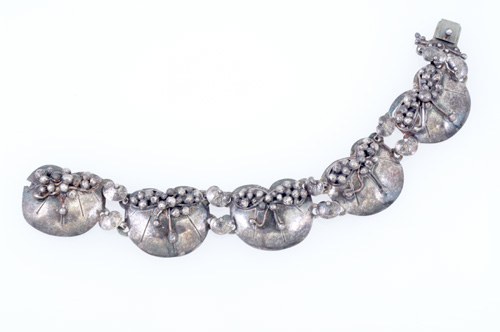 Appraisal: Mary Gage sterling bracele with five leaf-shaped links joined by