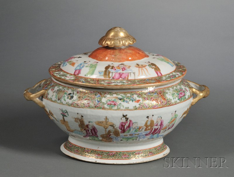 Appraisal: Large Rose Mandarin Porcelain Covered Tureen China th century ht