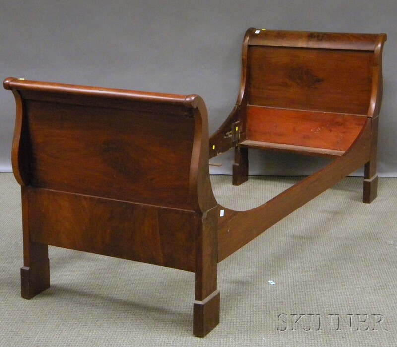 Appraisal: Classical Mahogany Twin Sleigh Bed with rails