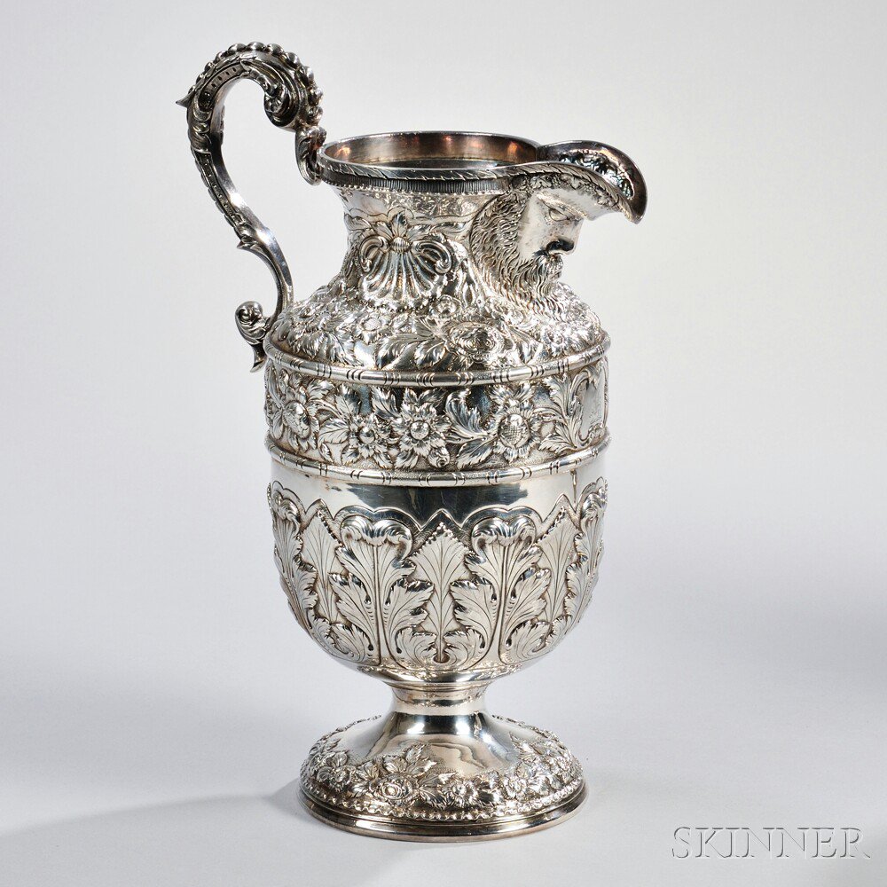 Appraisal: S Kirk Son Silver Pitcher Baltimore - with a beaded