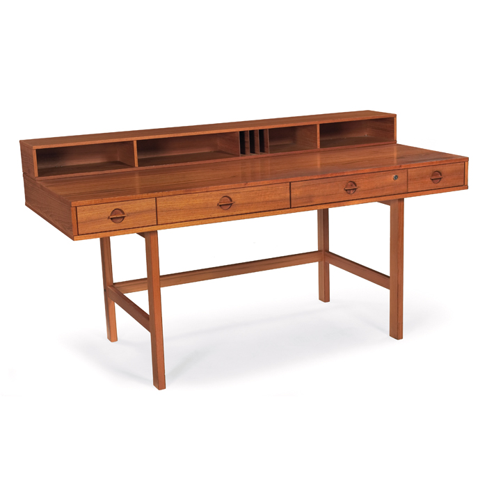 Appraisal: Jens Quistgaard desk c s teak hinged gallery to top