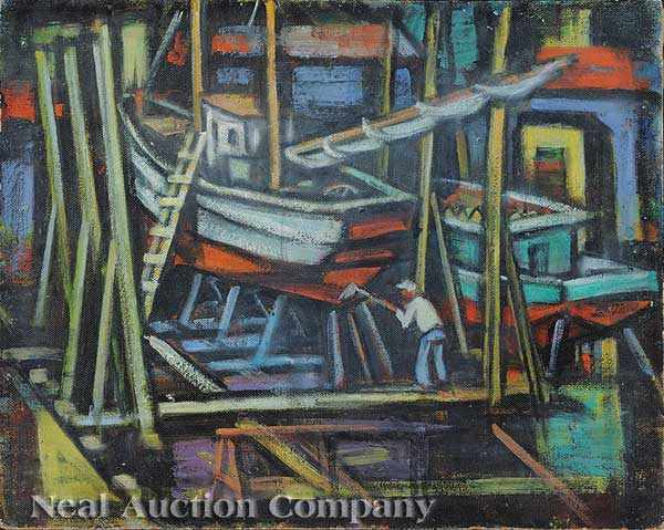 Appraisal: Emil Eugen Holzhauer American Georgia - Valparaiso Boat Yard oil