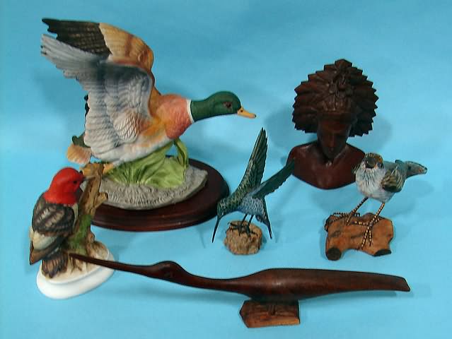 Appraisal: pcs - birds Mallard Duck Indian Head made of various