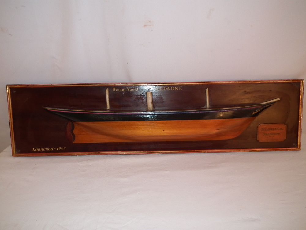 Appraisal: VINTAGE ARIADNE HALF HULL MODEL Vintage carved and painted wood