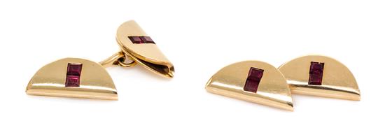 Appraisal: Sale Lot A Pair of Karat Yellow Gold and Ruby