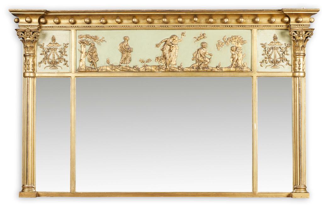 Appraisal: REGENCY GILT AND GESSO TRIPLE OVERMANTEL MIRROR EARLY TH CENTURY