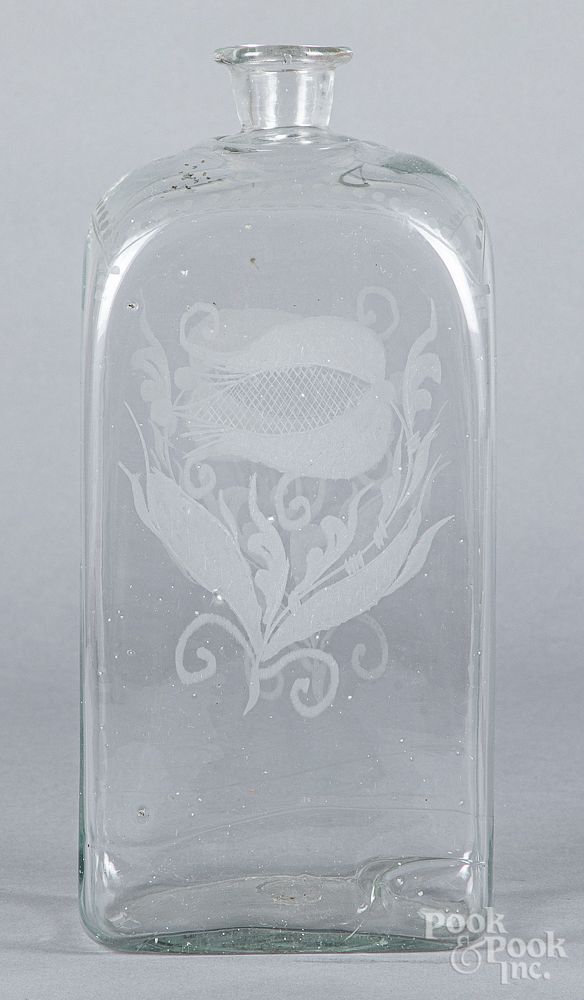 Appraisal: Stiegel type etched glass decanter Stiegel type etched glass decanter