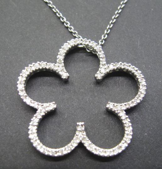 Appraisal: Fourteen-Karat White Gold and Diamond Pendant Necklace composed of an