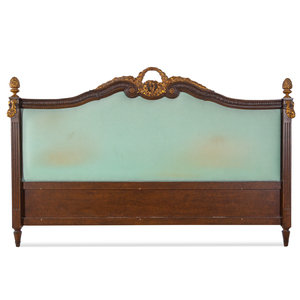 Appraisal: An Empire Style Parcel Gilt Walnut Headboard and Baldachin with