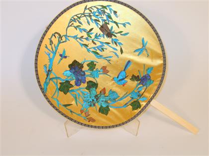 Appraisal: Chinese elephant ivory and kingfisher feather fan and ivory fan