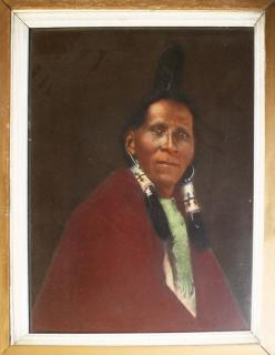 Appraisal: Hand colored photo Native American man signed Carl Moon Karl