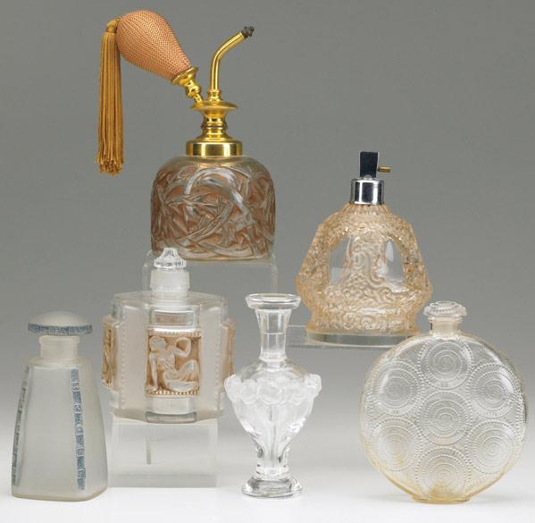 Appraisal: LALIQUE PERFUMES Grouping of six includes atomizers and bottles All