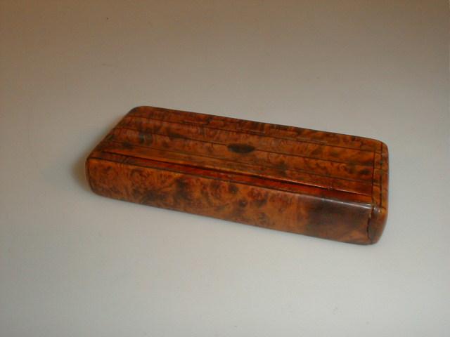 Appraisal: Georgian burr wood rectangular snuff box with fluted base and