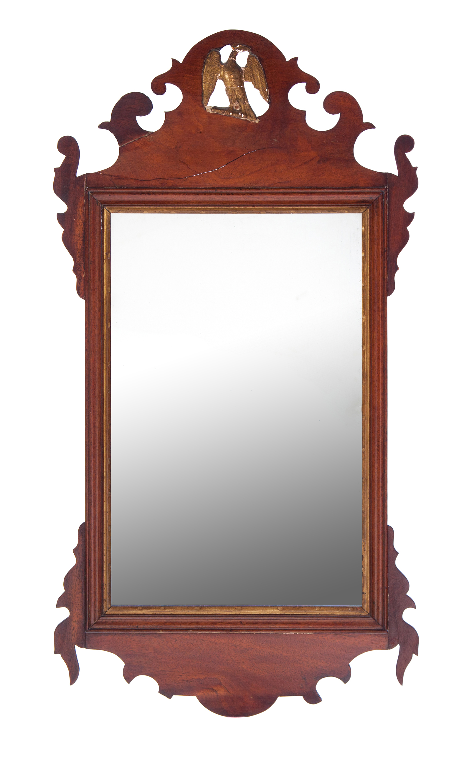 Appraisal: AMERICAN CHIPPENDALE MIRROR Mid th century mahogany veneer Eagle crest