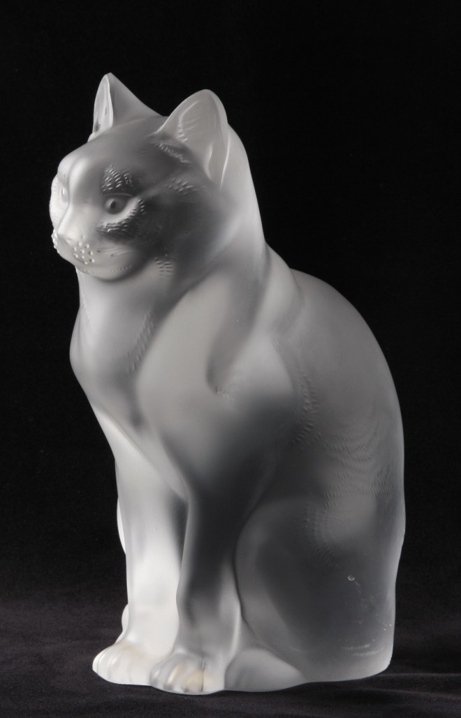 Appraisal: Crystal figure of seated cat t signed on base Lalique