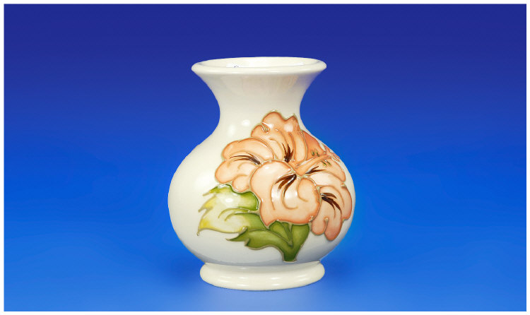 Appraisal: Moorcroft Squat Vase Pink Hibiscus design on a cream ground