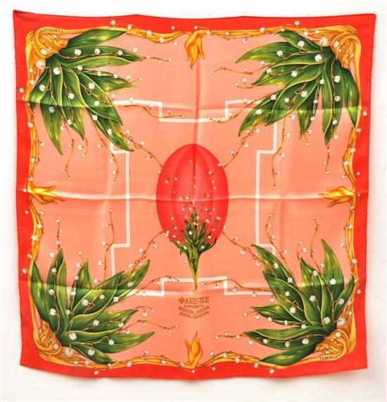 Appraisal: A SILK SCARF BY FABERGE Printed with a floral and