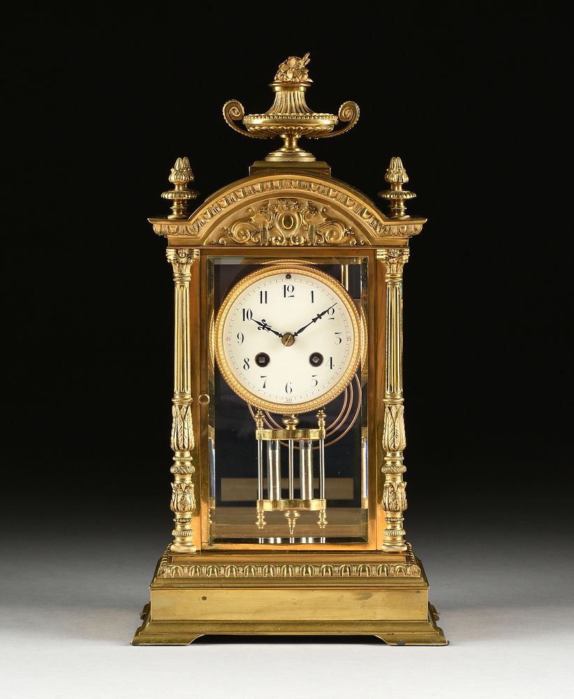 Appraisal: A FRENCH NEOCLASSICAL REVIVAL GILT BRASS CRYSTAL REGULATOR CLOCK ACHILLE