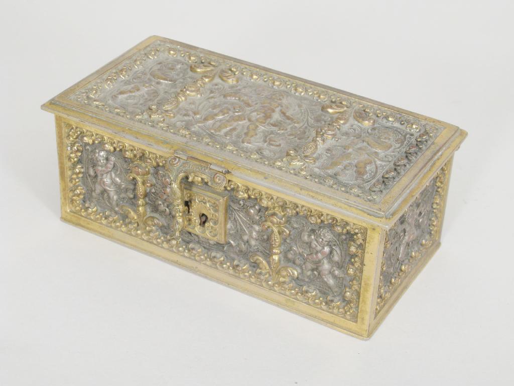 Appraisal: A late th Century white and gilt metal Jewel Casket