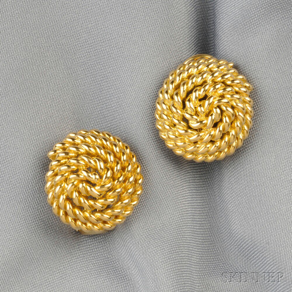 Appraisal: kt Gold Earclips Tiffany Co each designed as coiled ropetwist