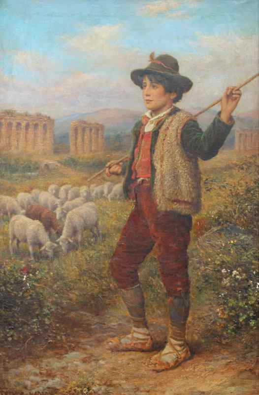 Appraisal: HADDON Arthur Trevor British - Italian Shepherd Boy in a