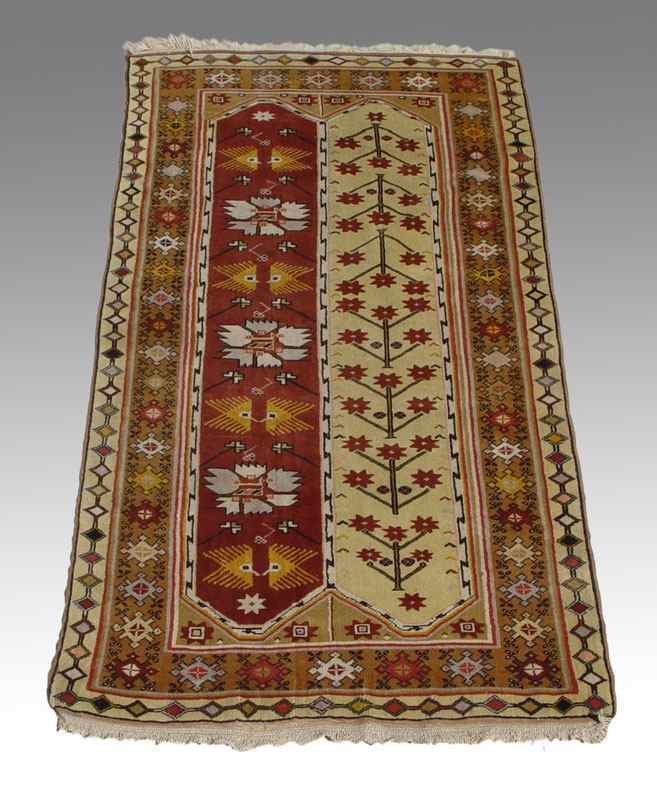 Appraisal: HAND TIED TURKISH RUG Approx ' '' x ' ''