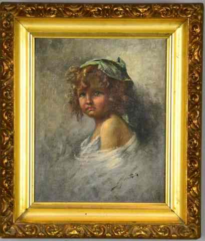 Appraisal: Filippo Marantonio Oil Painting On Canvas Of A GirDepicting a