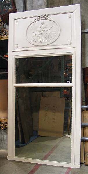 Appraisal: A Louis XVI style white painted trumeau mirror th century