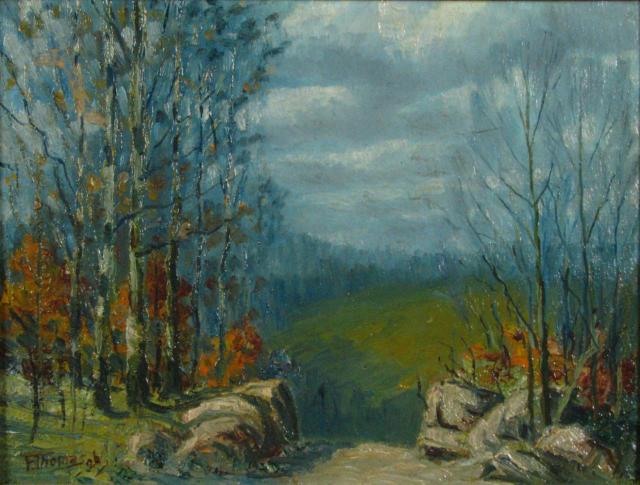 Appraisal: F Thomas x Oil on Board Signed Lower Left Landscape