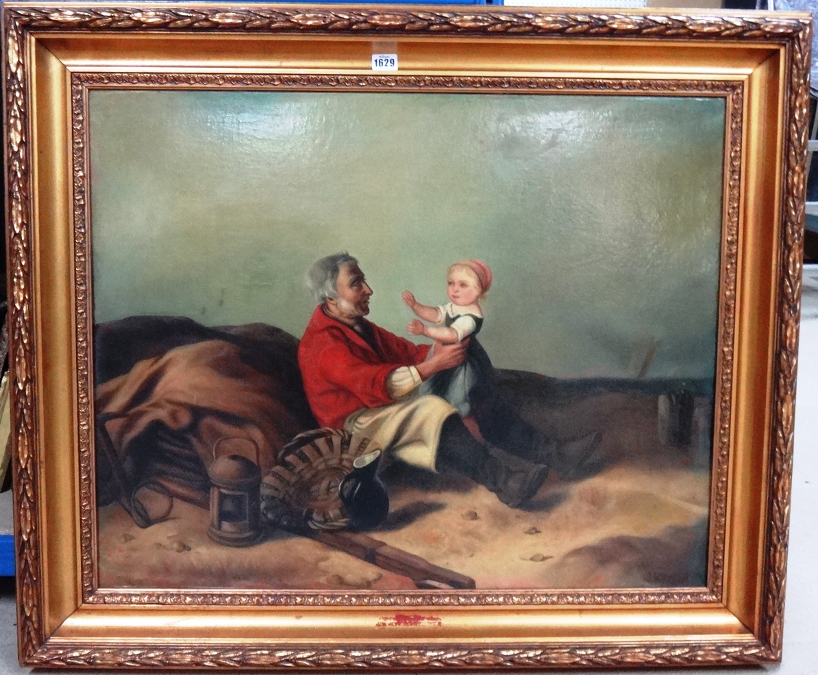 Appraisal: Continental School th century The old sailor's grandchild oil on