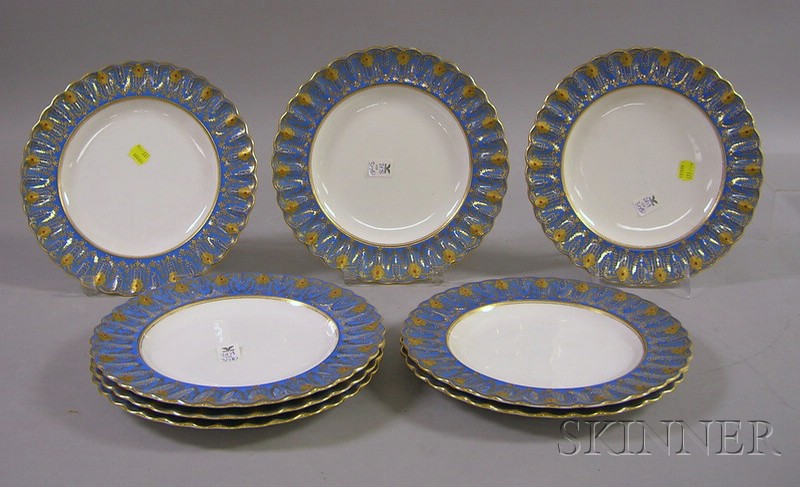 Appraisal: Set of Eight Spode Blue and Gold Scalloped Plates dia