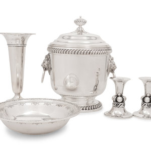 Appraisal: Four American Silver Articles and a Silver-Plate Wine Cooler th