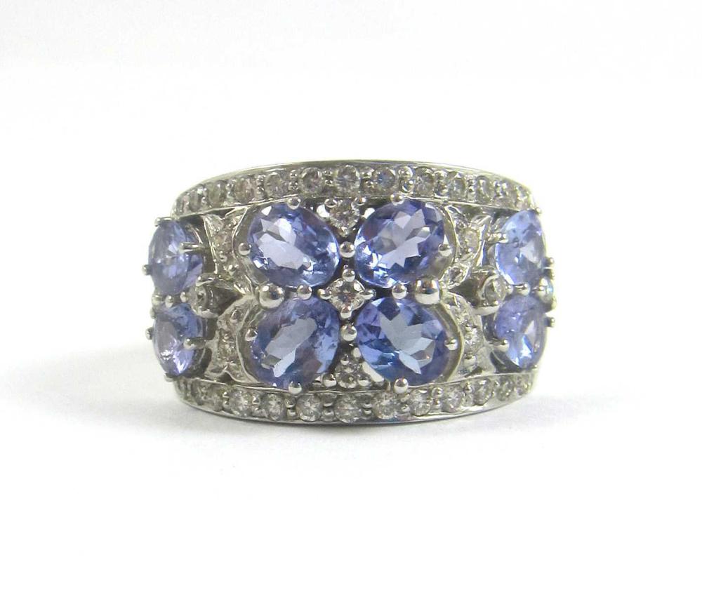 Appraisal: TANZANITE DIAMOND AND FOURTEEN KARAT GOLD RING The k white