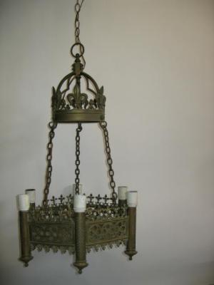 Appraisal: A VICTORIAN GOTHIC BRASS LIGHT PENDANT of octagonal form pierced