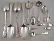 Appraisal: A quantity of antique silver flatware including a Victorian caddy