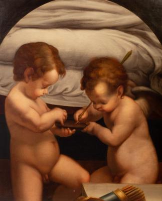 Appraisal: After Correggio Cupid with Friend Sharpening his Arrow fragment of