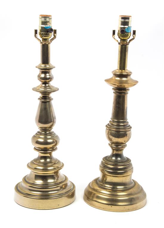 Appraisal: Sale Lot A Pair of Brass Based Table Lamps th