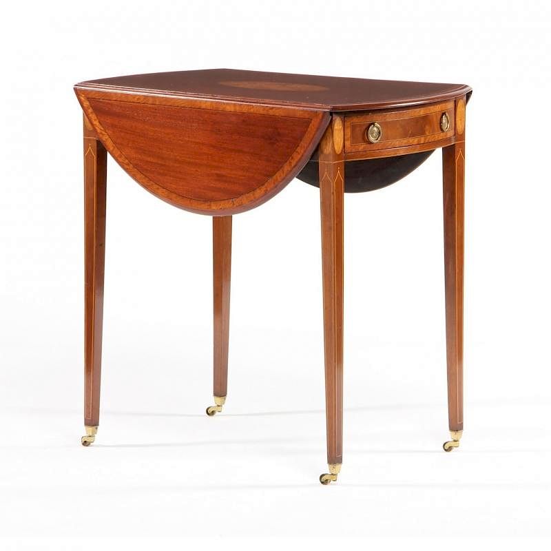 Appraisal: Edwardian Hepplewhite Inlaid Pembroke Table late th century mahogany mahogany