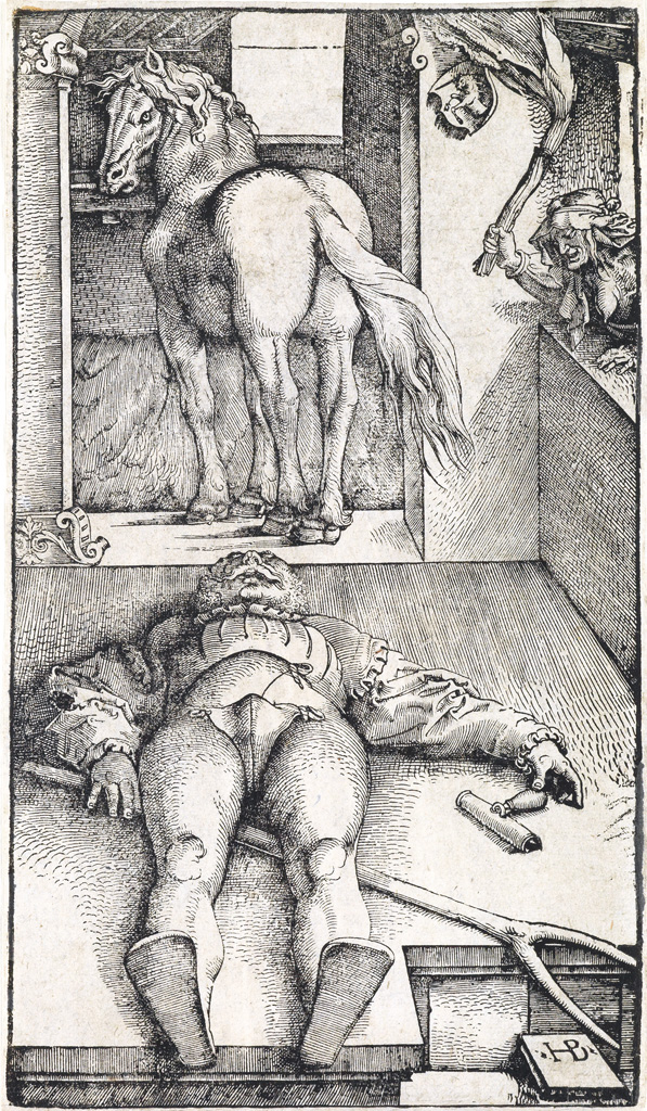 Appraisal: HANS BALDUNG GRIEN Sleeping Groom and a Sorceress Woodcut x