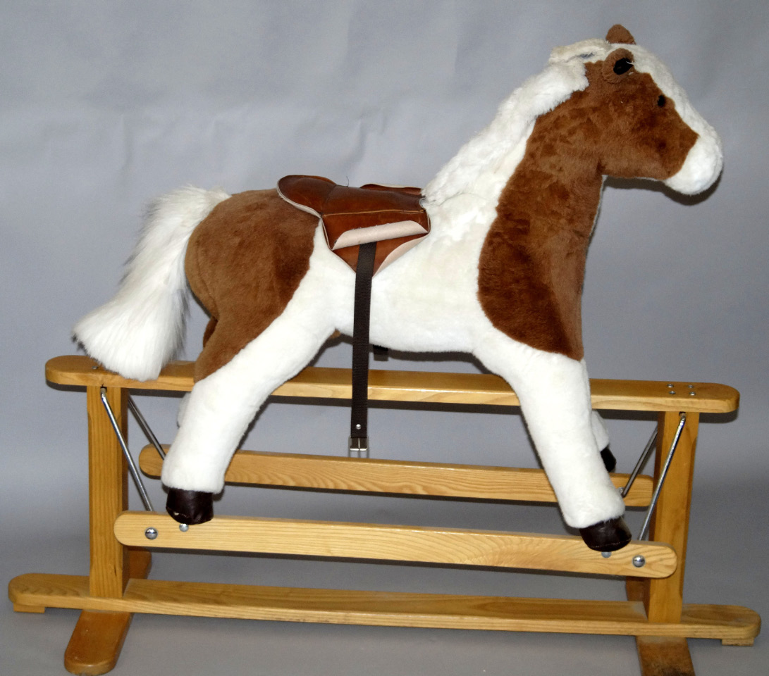 Appraisal: A Mulholland Bailie rocking horse skewbald on a pine base