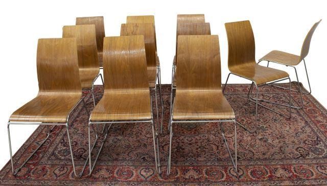 Appraisal: lot of Danish modern bentwood stacking chairs th c rising