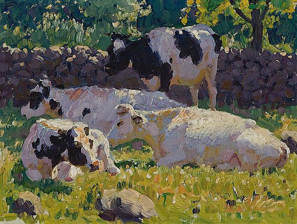 Appraisal: EDWARD CHARLES VOLKERT ATTRIBUTED AMERICAN - Grazing Cattleoil on boardunsigned