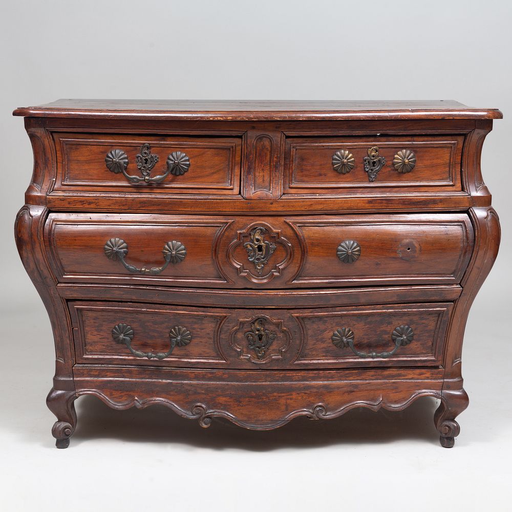 Appraisal: Early Louis XV Provincial Walnut Bomb Commode x ft in