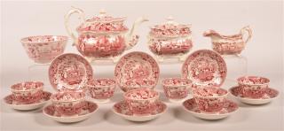 Appraisal: Piece Red Transfer Tea Service Piece Red Transfer Staffordshire The