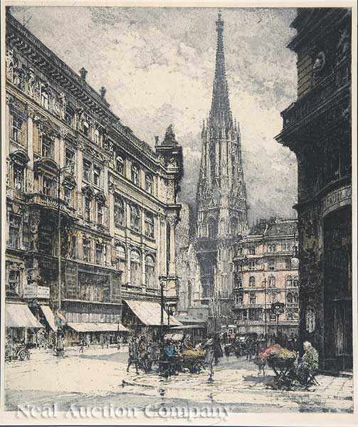 Appraisal: Luigi Kasimir Austrian - St Stephen's Graben Vienna c hand-colored