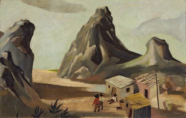 Appraisal: William Gropper American - A Western Landscape with Figures signed