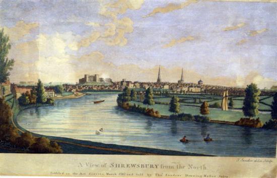 Appraisal: th Century coloured print 'View of Shrewsbury from the North'