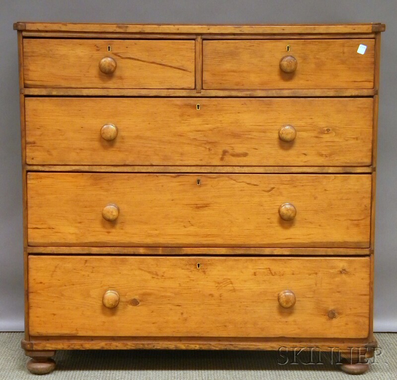 Appraisal: Large British Provincial Pine Five-drawer Chest ht wd dp in