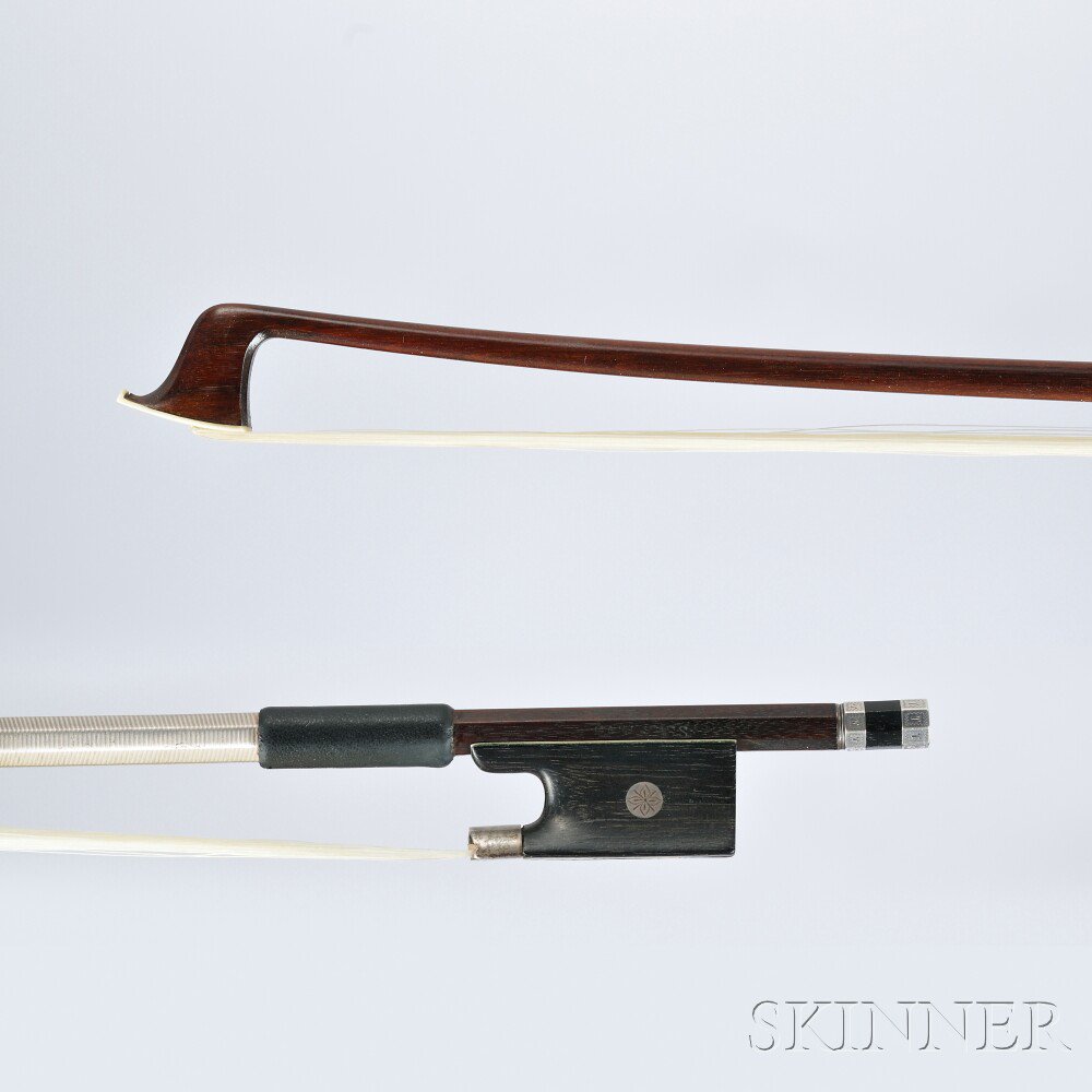 Appraisal: Silver-mounted Violin Bow the round stick with barely legible stamp